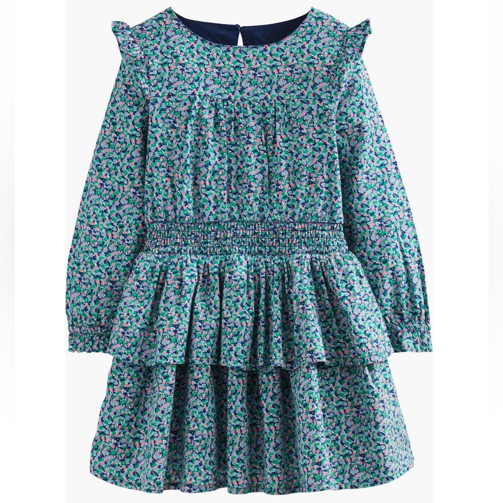 Mini Boden Kids Floral Ruffle Long Sleeve Tiered Dress 5-6
